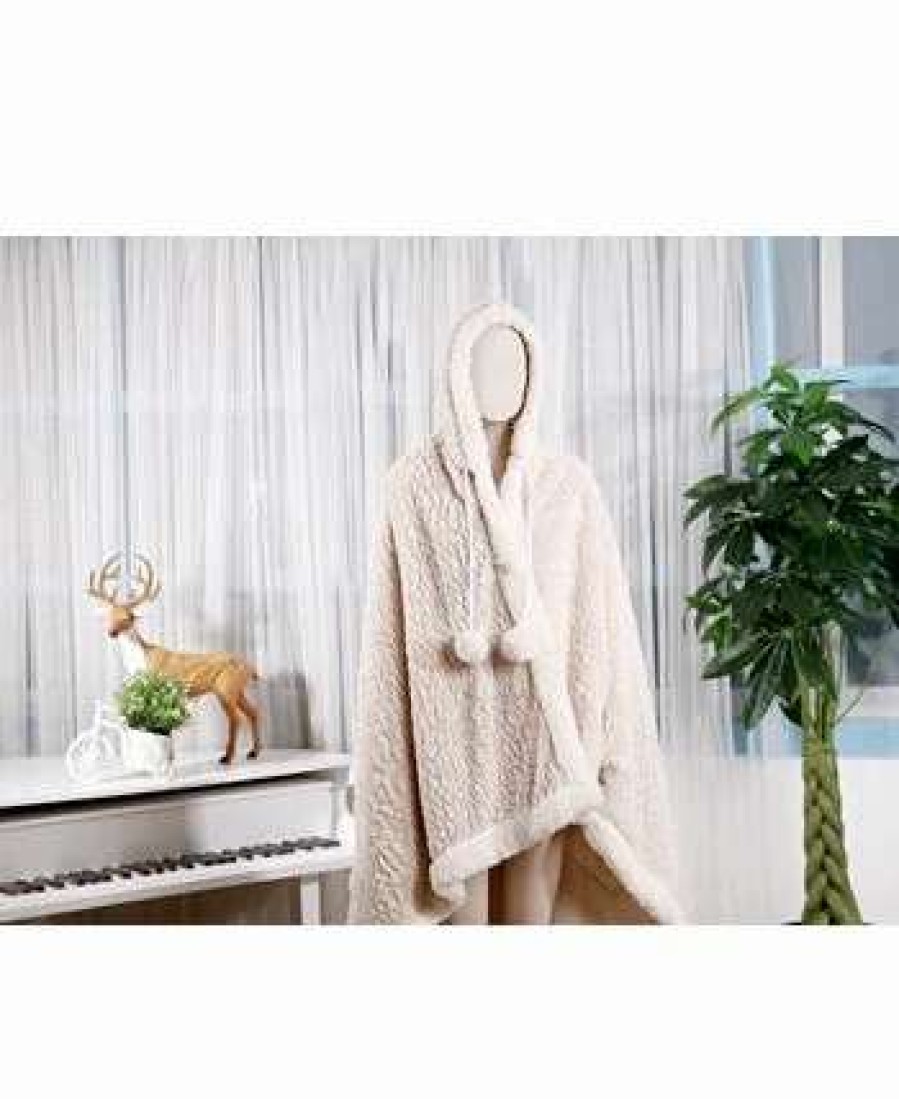 Blankets & Throws * | Chic Home Mosaic 51 71 Hooded Snuggle Beige