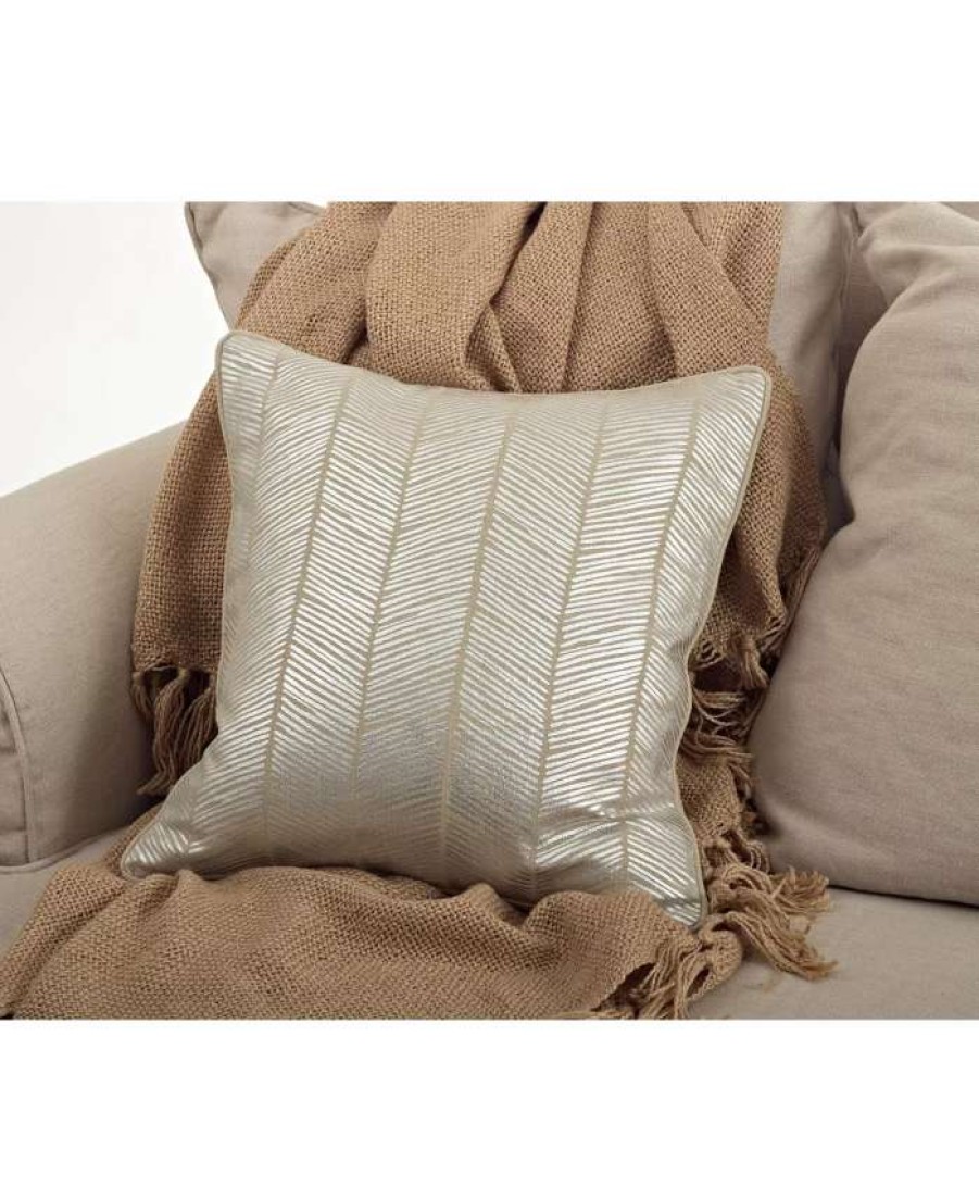 Decorative & Throw Pillows * | Saro Lifestyle Metallic Herringbone Decorative Pillow, 20 X 20 Silver