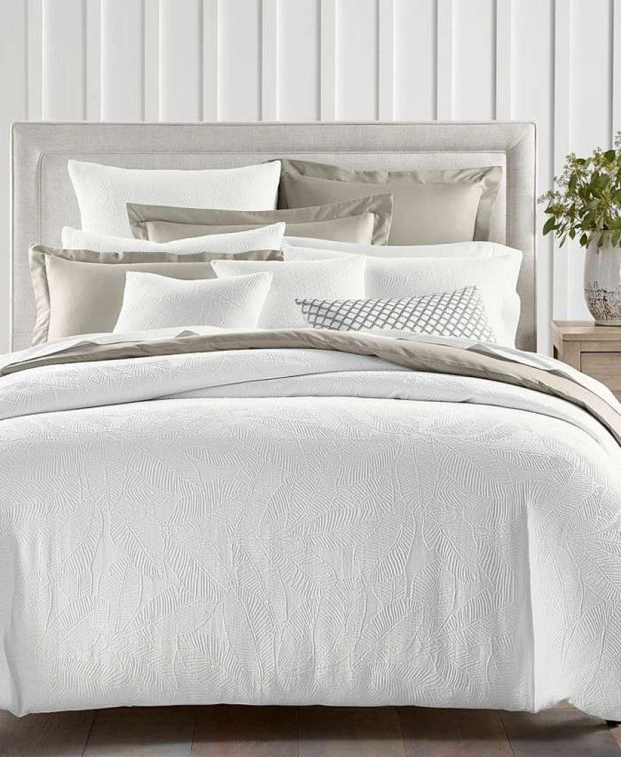 Duvet Covers & Sets * | Charter Club Woven Leaves 2-Pc. Duvet Cover Set, Twin, Created For Macy'S White