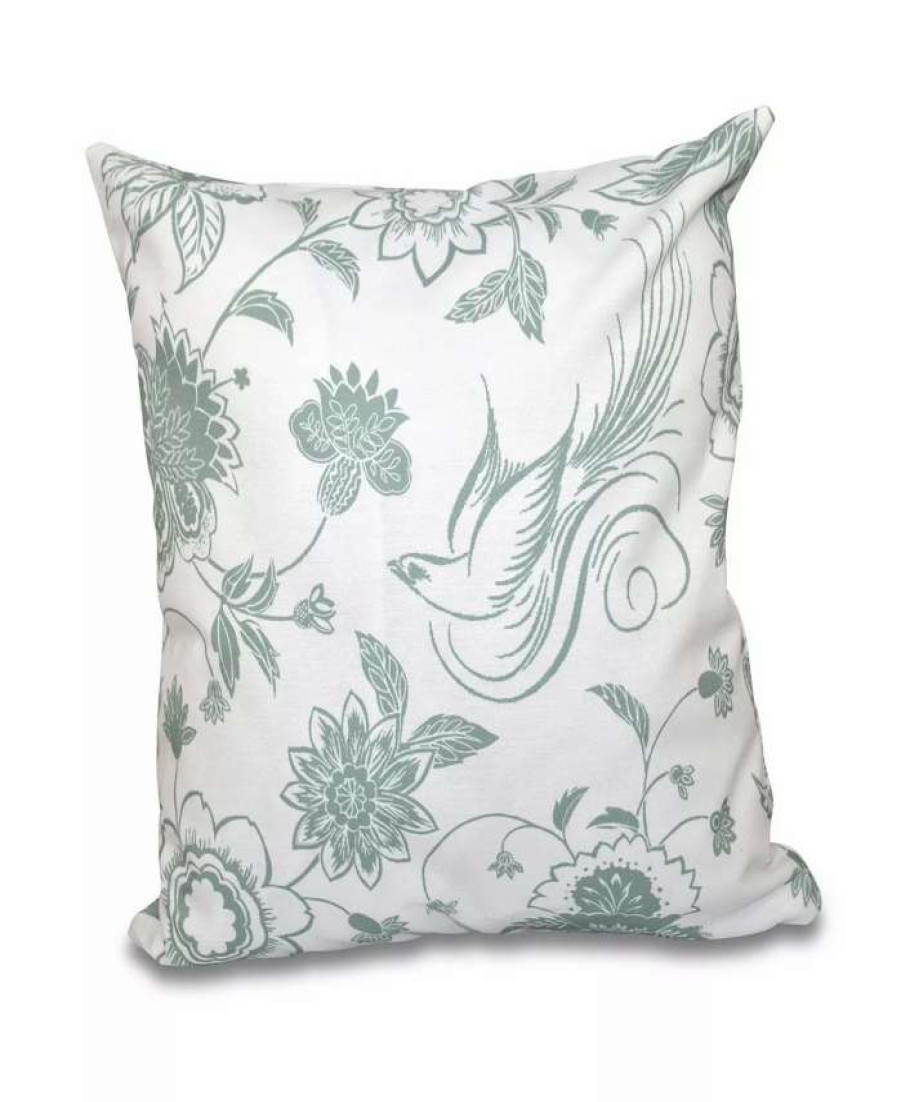 Decorative & Throw Pillows * | E By Design Traditional Bird Floral 16 Inch Decorative Floral Throw Pillow Green