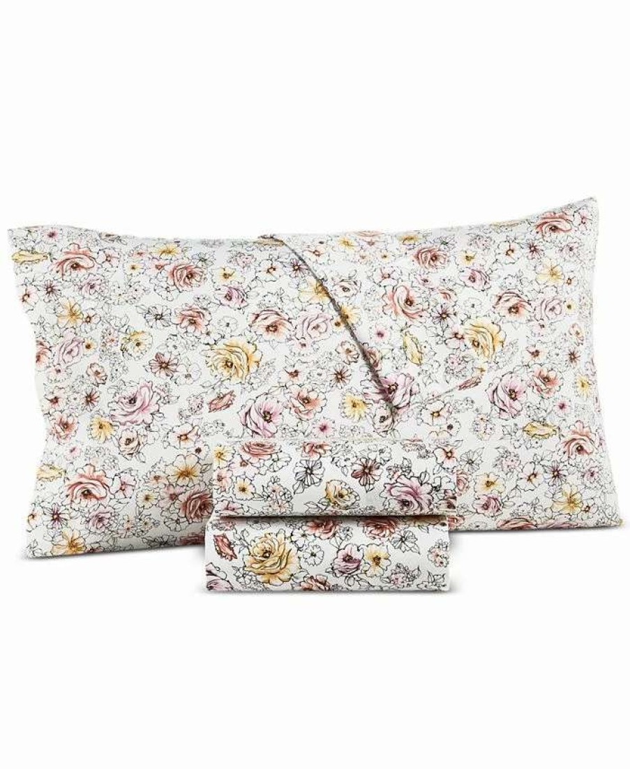 Sheets & Pillowcases * | Charter Club Outline Floral 550 Thread Count Cotton Pillowcase Pair, Standard, Created For Macy'S