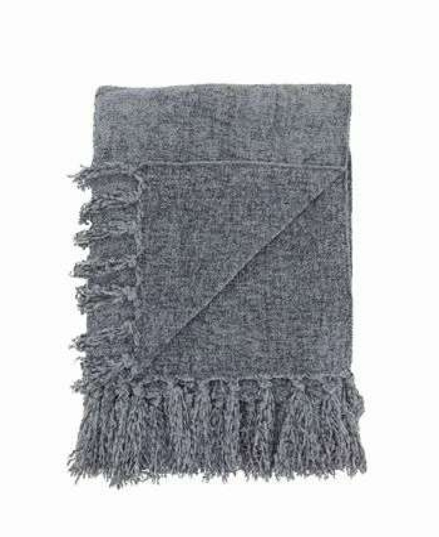 Blankets & Throws * | Saro Lifestyle Fringe Design Chenille Throw, 60 X 50 Gray