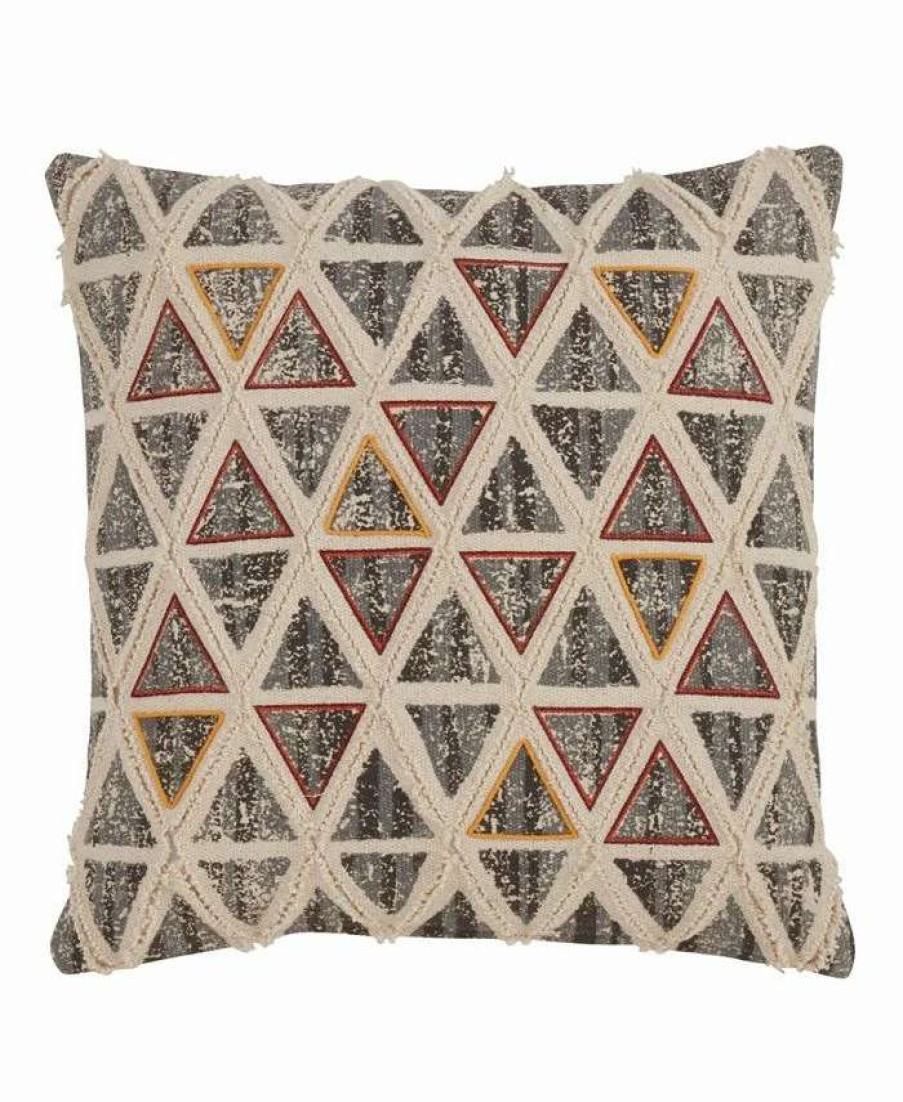 Decorative & Throw Pillows * | Saro Lifestyle Triange Embroidered Decorative Pillow, 18 X 18 Multi