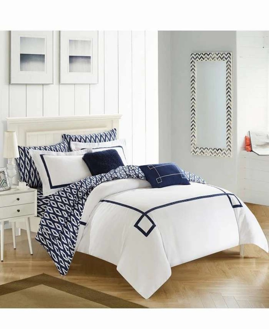 Comforter Sets * | Chic Home Trace 9-Pc Queen Comforter Set Navy