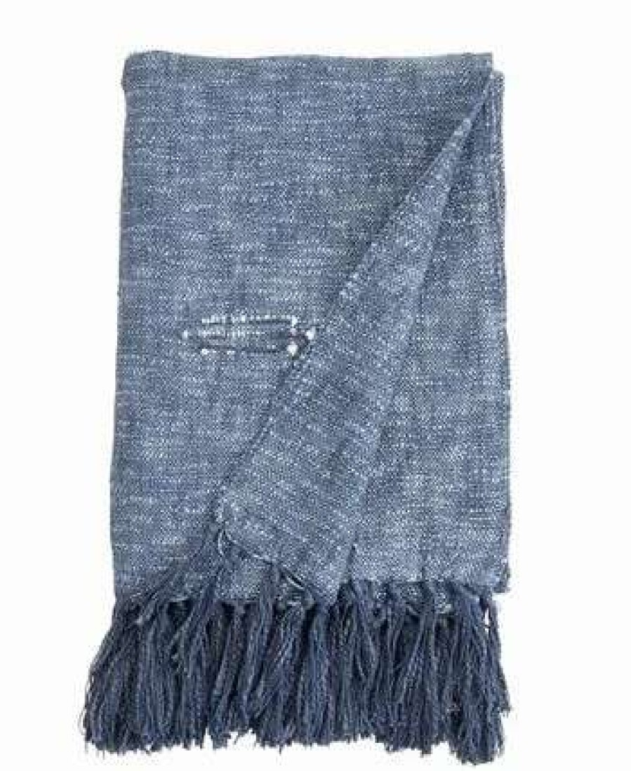 Blankets & Throws * | Saro Lifestyle Throw Blanket With Stitched Line Design, 68 X 52 Navy Blue