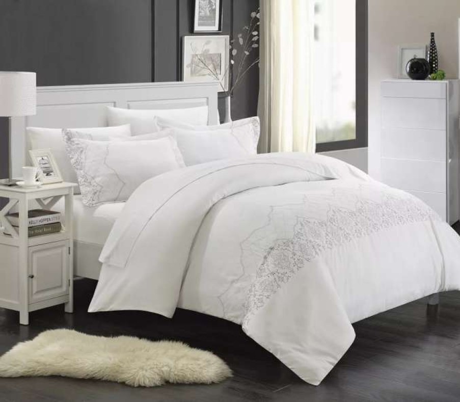 Duvet Covers & Sets * | Chic Home Sophia 3 Pc King Duvet Cover Set White