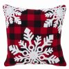 Decorative & Throw Pillows * | Saro Lifestyle 3 Snowflakes Buffalo Plaid Decorative Pillow, 18 X 18 Cranberry