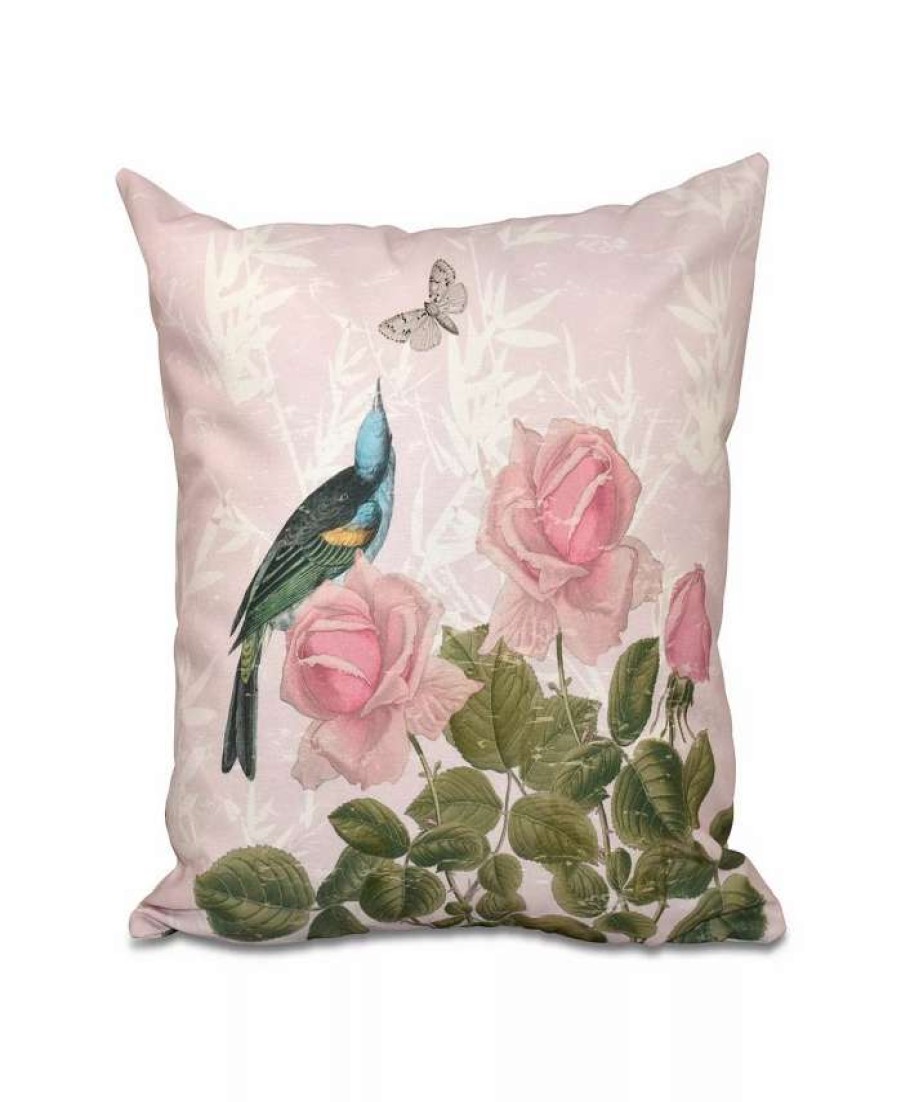 Decorative & Throw Pillows * | E By Design Asian Rose 16 Inch Decorative Floral Throw Pillow Pink