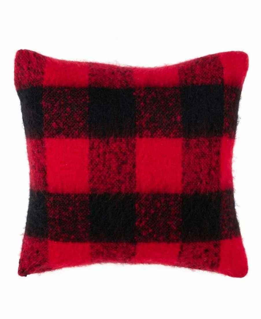 Decorative & Throw Pillows * | Saro Lifestyle Plaid Faux Mohair Decorative Pillow, 20 X 20 Red