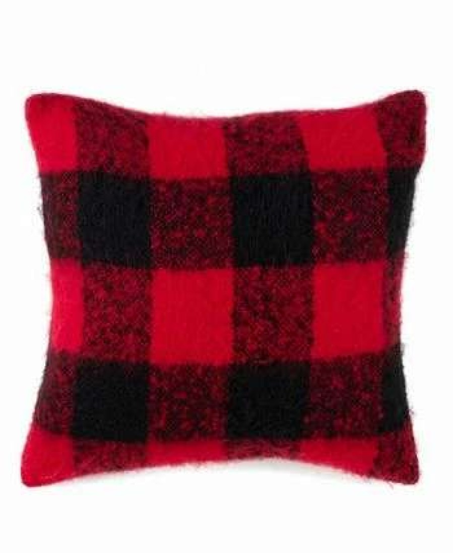 Decorative & Throw Pillows * | Saro Lifestyle Plaid Faux Mohair Decorative Pillow, 20 X 20 Red