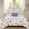 Comforter Sets * | Chic Home Owl Forest 8 Piece Full Bed In A Bag Comforter Set Grey