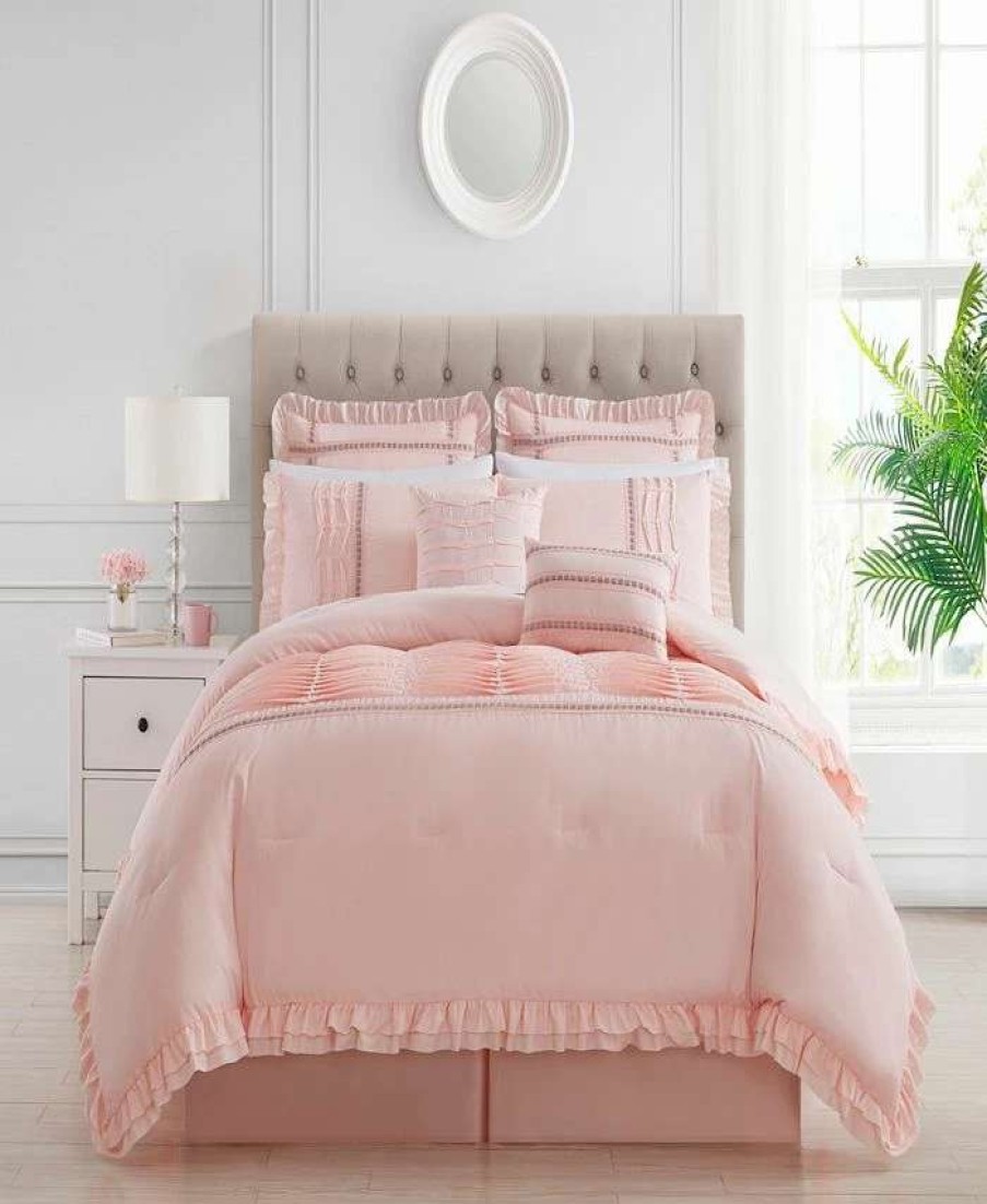 Comforter Sets * | Chic Home Yvette 12 Piece King Comforter Set Pink