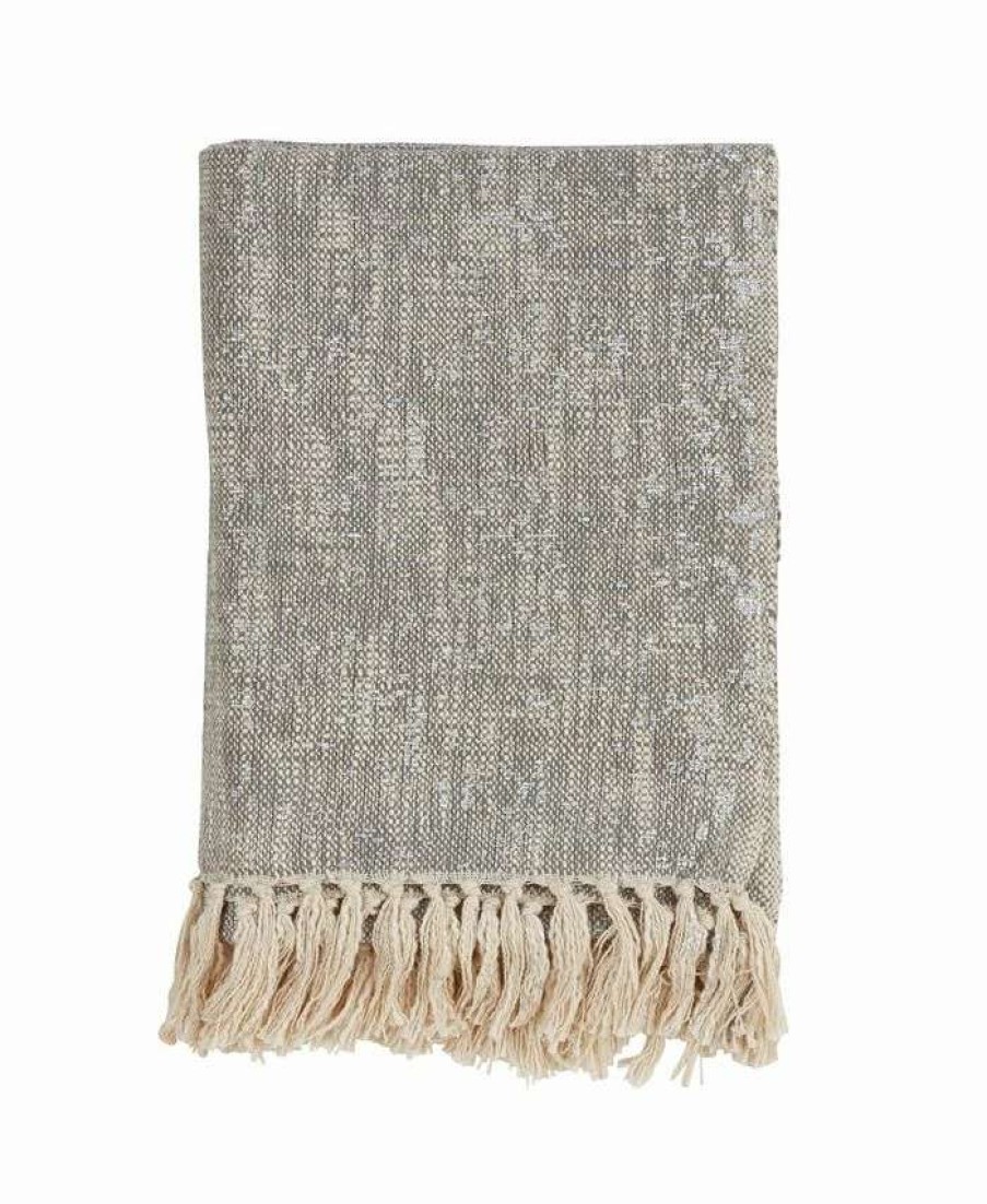 Blankets & Throws * | Saro Lifestyle Foil Design Throw Gray