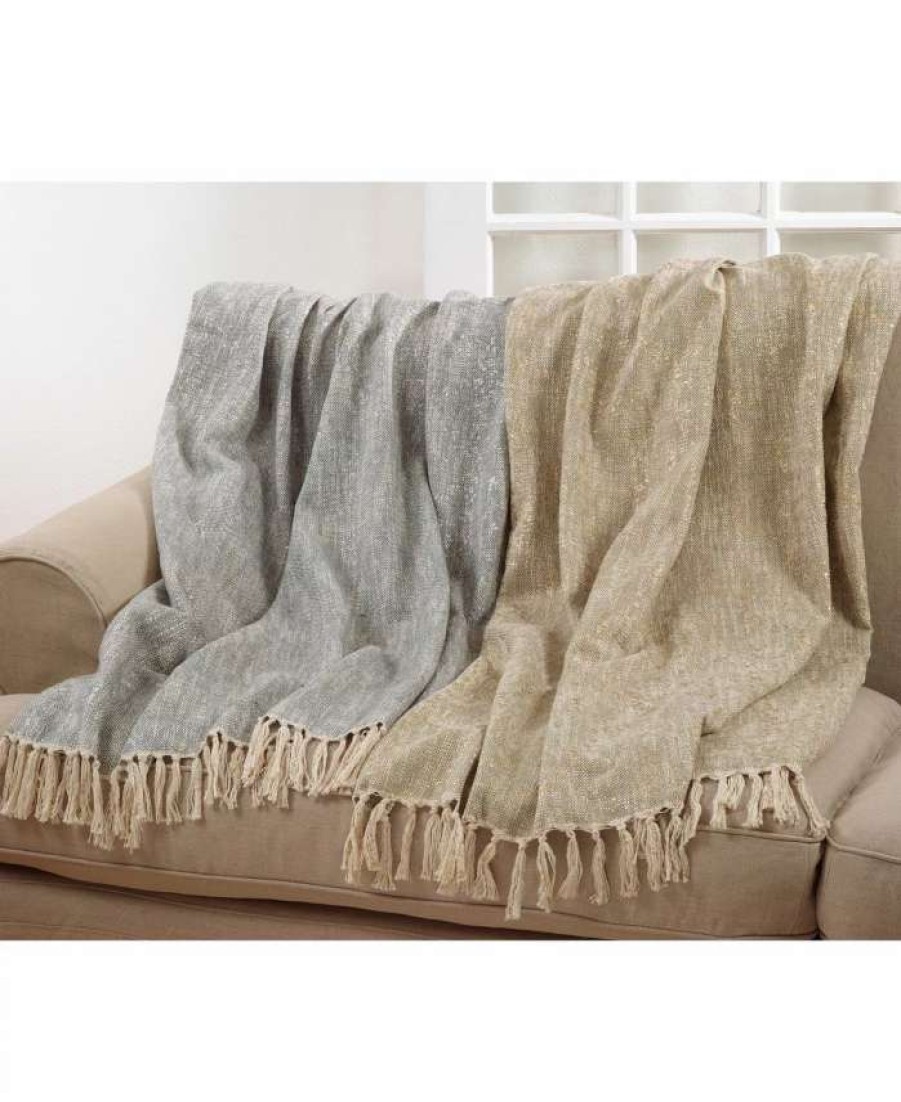 Blankets & Throws * | Saro Lifestyle Foil Design Throw Gray