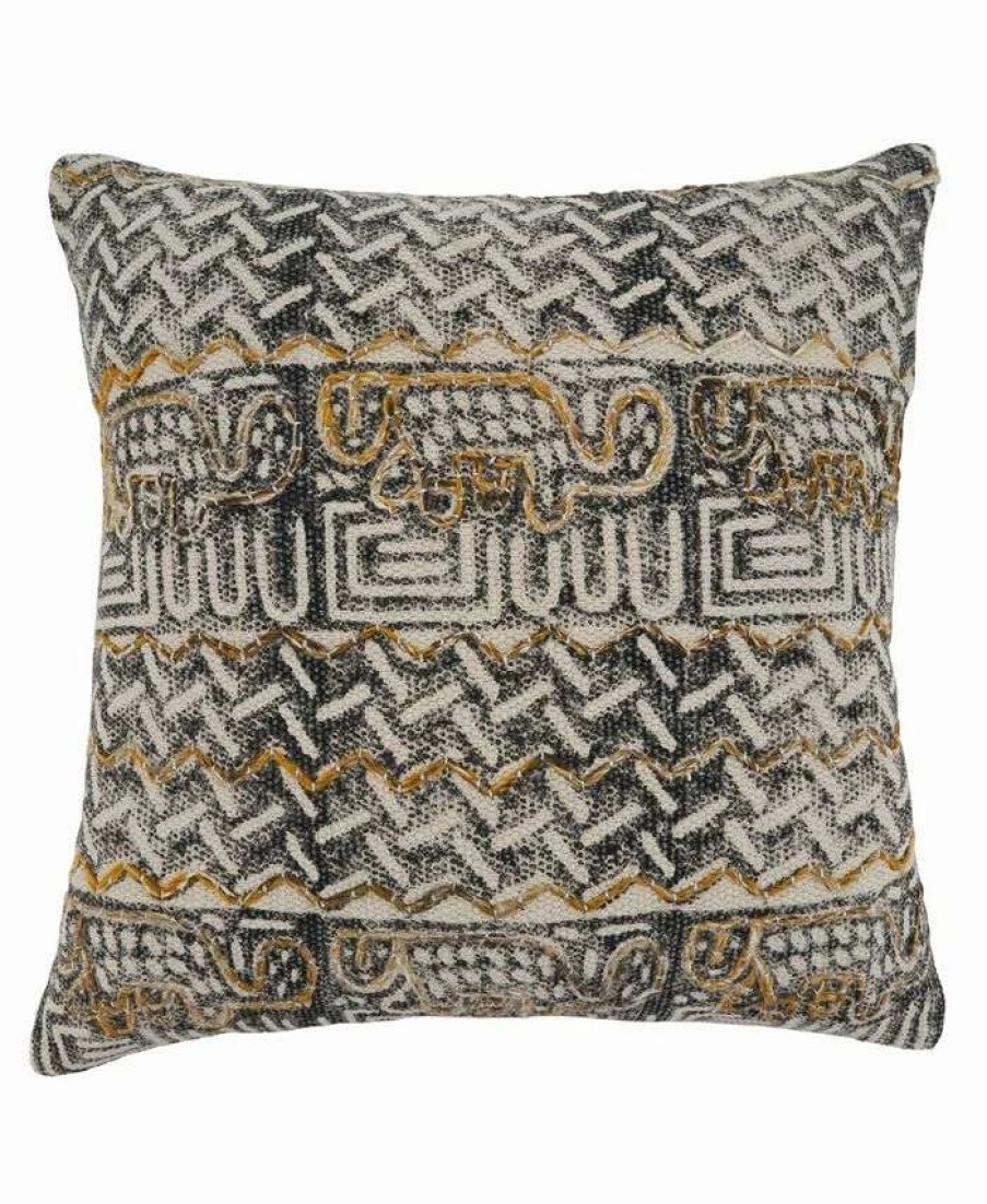 Decorative & Throw Pillows * | Saro Lifestyle Block Embroidered Decorative Pillow, 20 X 20 Rust