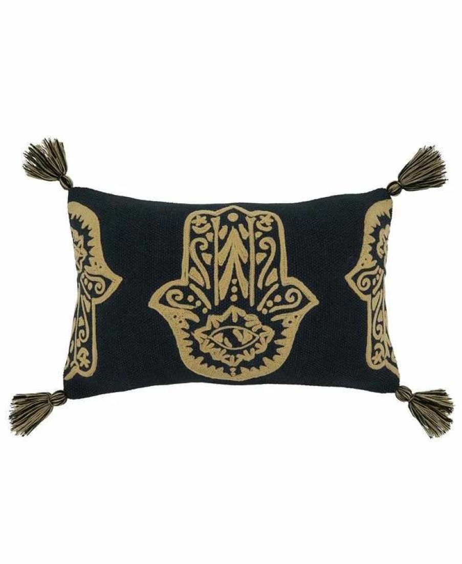 Decorative & Throw Pillows * | Saro Lifestyle Ancient Symbols Embroidered Decorative Pillow, 12 X 20 Black