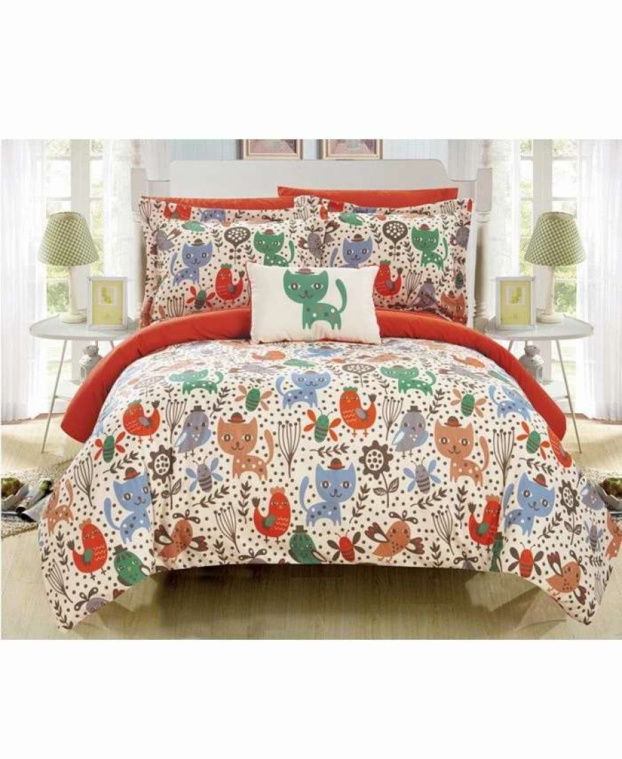 Comforter Sets * | Chic Home Flopsy 8 Piece Full Bed In A Bag Comforter Set Orange