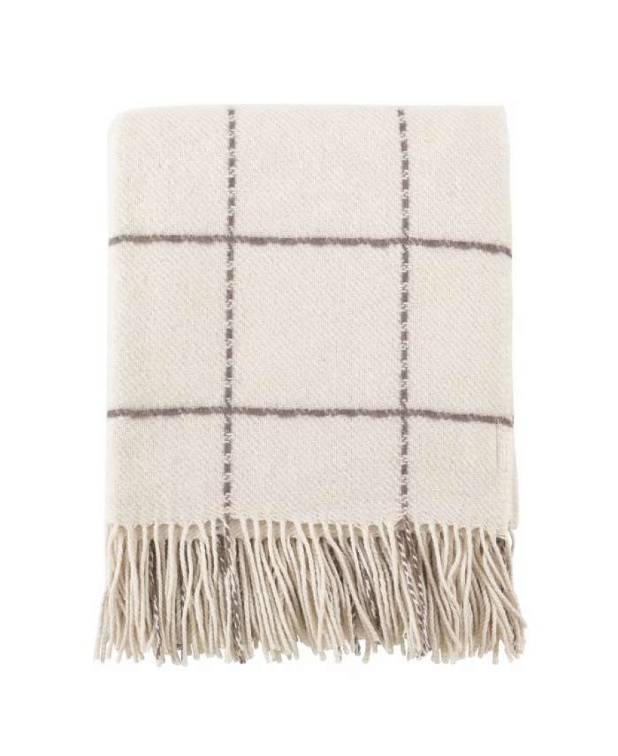 Blankets & Throws * | Saro Lifestyle Windowpane Throw Ivory