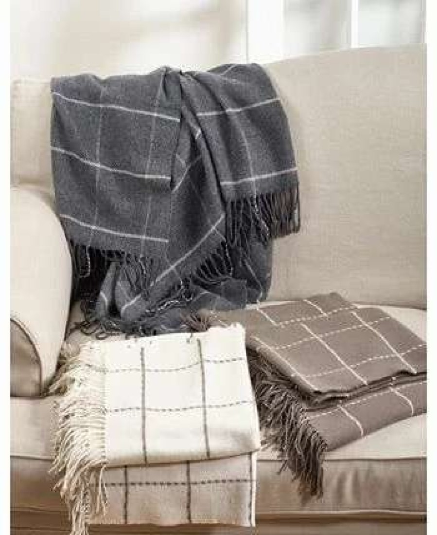 Blankets & Throws * | Saro Lifestyle Windowpane Throw Ivory