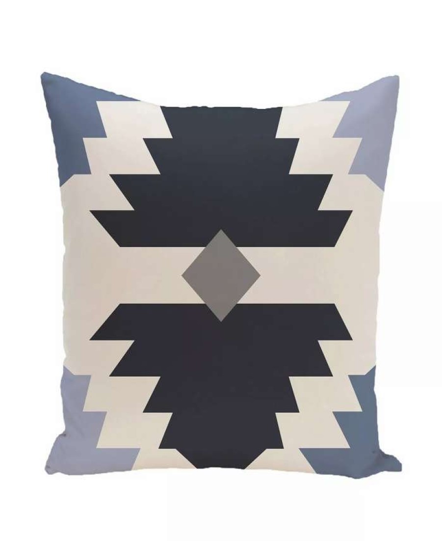 Decorative & Throw Pillows * | E By Design 16 Inch Navy And Gray Decorative Geometric Throw Pillow Blue