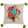 Decorative & Throw Pillows * | Saro Lifestyle Flower And Stripe Embroidered Decorative Pillow, 18 X 18 Multi