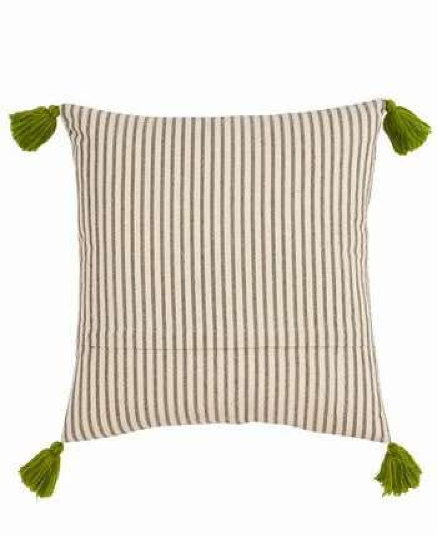 Decorative & Throw Pillows * | Saro Lifestyle Flower And Stripe Embroidered Decorative Pillow, 18 X 18 Multi