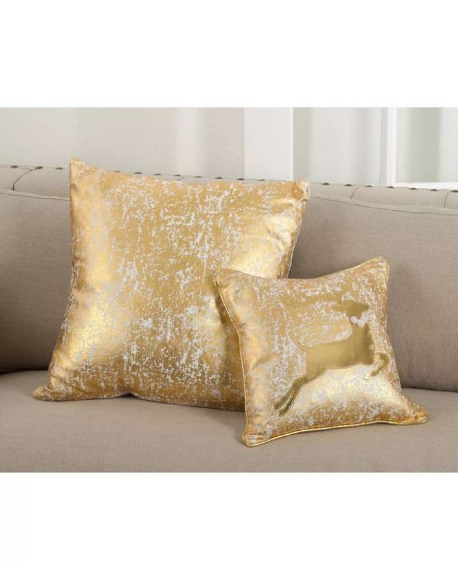 Decorative & Throw Pillows * | Saro Lifestyle Donnelou Metallic Foil Printed Decorative Pillow, 18 X 18 Gold