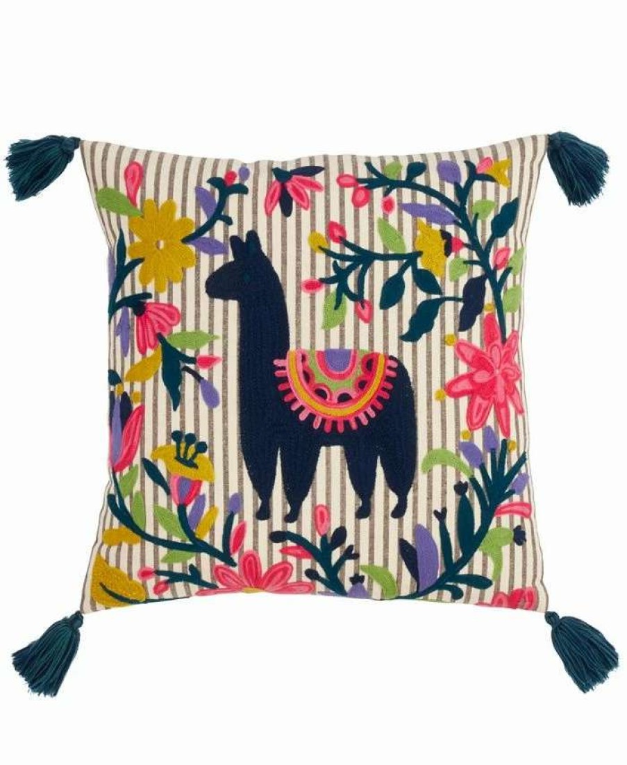 Decorative & Throw Pillows * | Saro Lifestyle Ma Embroidered Polyester Filled Decorative Pillow, 18 X 18 Multi