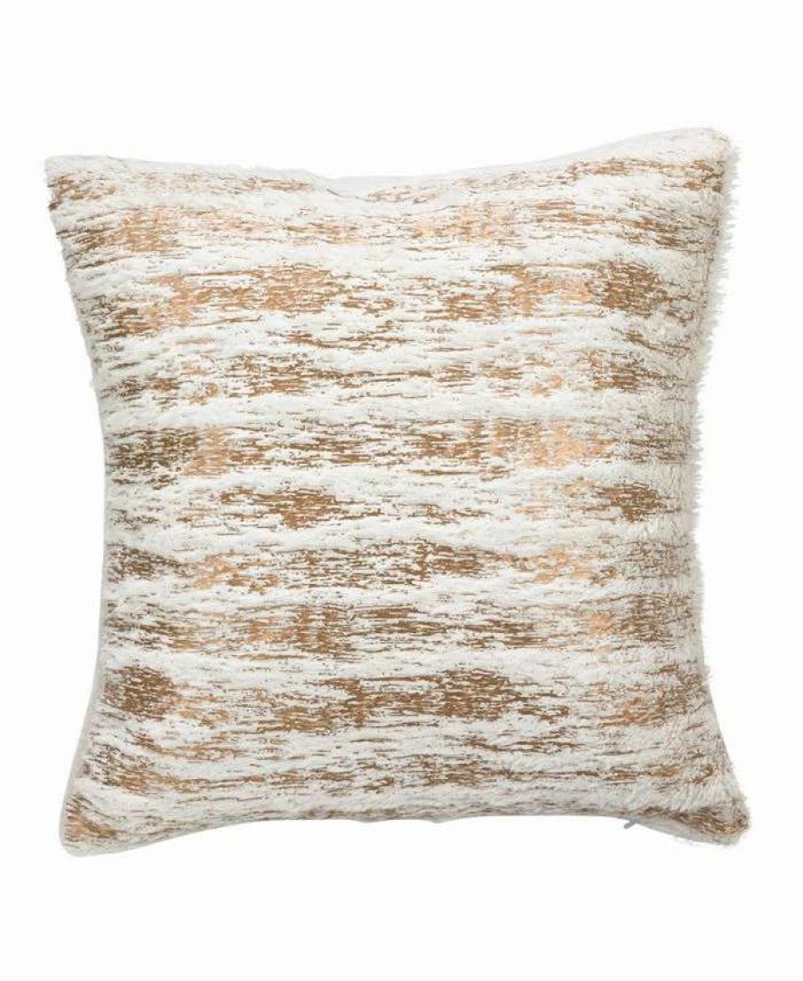 Decorative & Throw Pillows * | Saro Lifestyle Brushed Metallic Foil Printed Faux Fur Decorative Pillow, 15 X 15