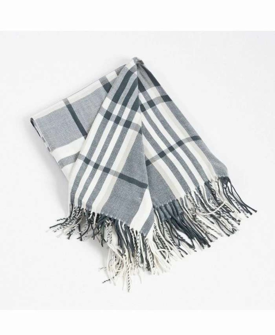 Blankets & Throws * | Saro Lifestyle Plaid Design Throw Gray