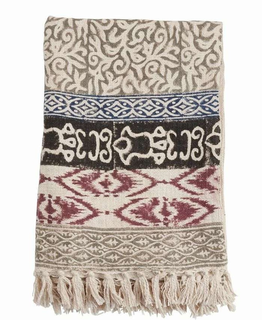 Blankets & Throws * | Saro Lifestyle Throw Blanket With Block Print Design, 70 X 47 Multi