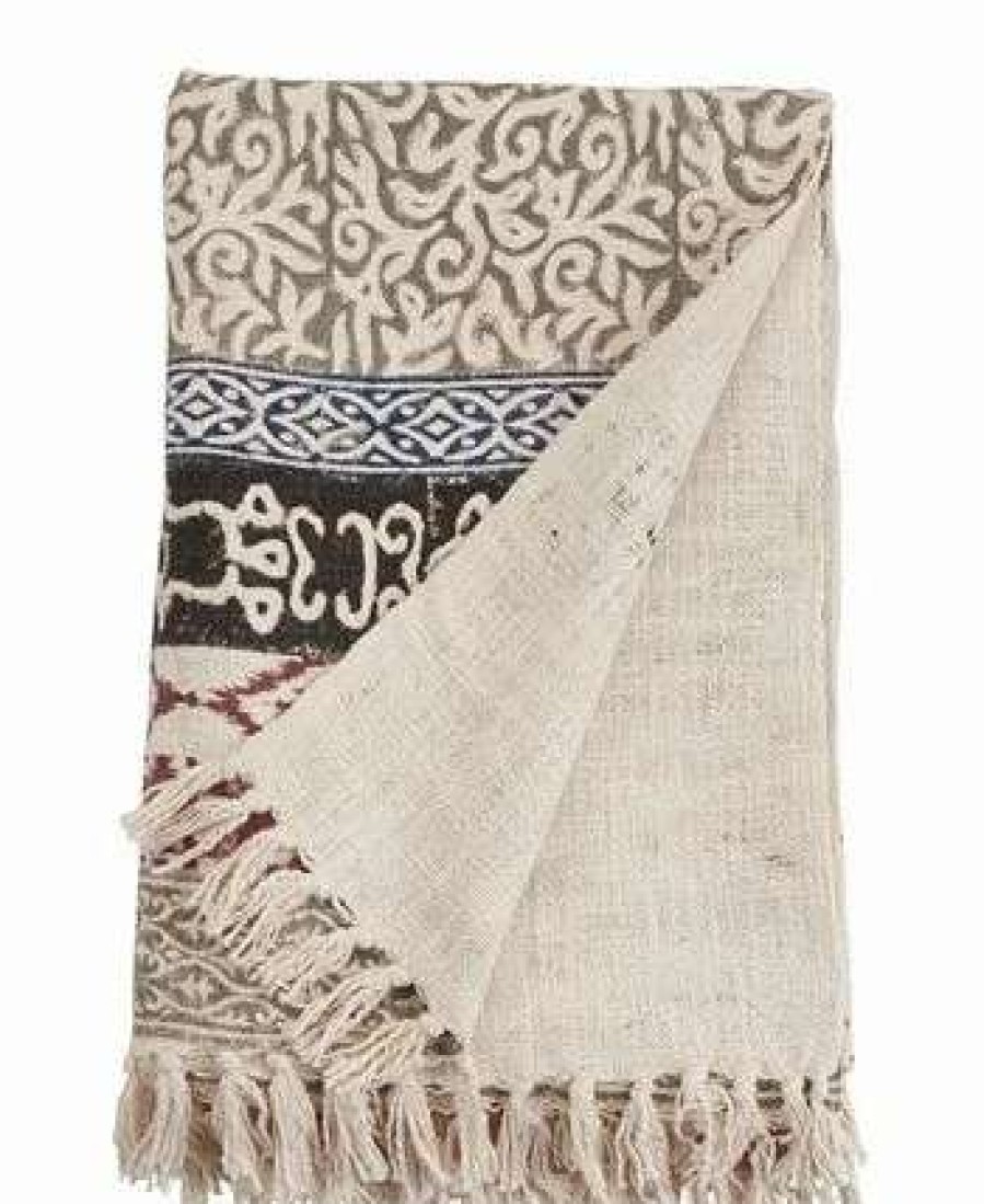 Blankets & Throws * | Saro Lifestyle Throw Blanket With Block Print Design, 70 X 47 Multi