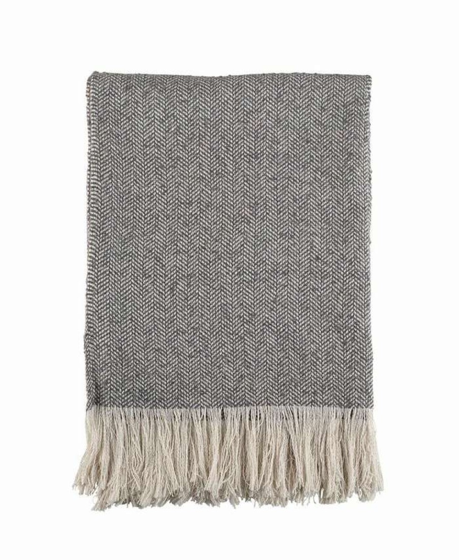 Blankets & Throws * | Saro Lifestyle Herringbone Throw Dark Gray