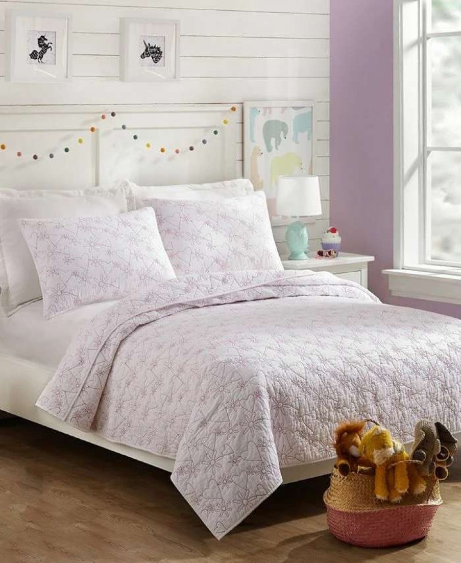 Comforter Sets * | Jessica Simpson Flower Heart Twin 2-Piece Quilt Set White