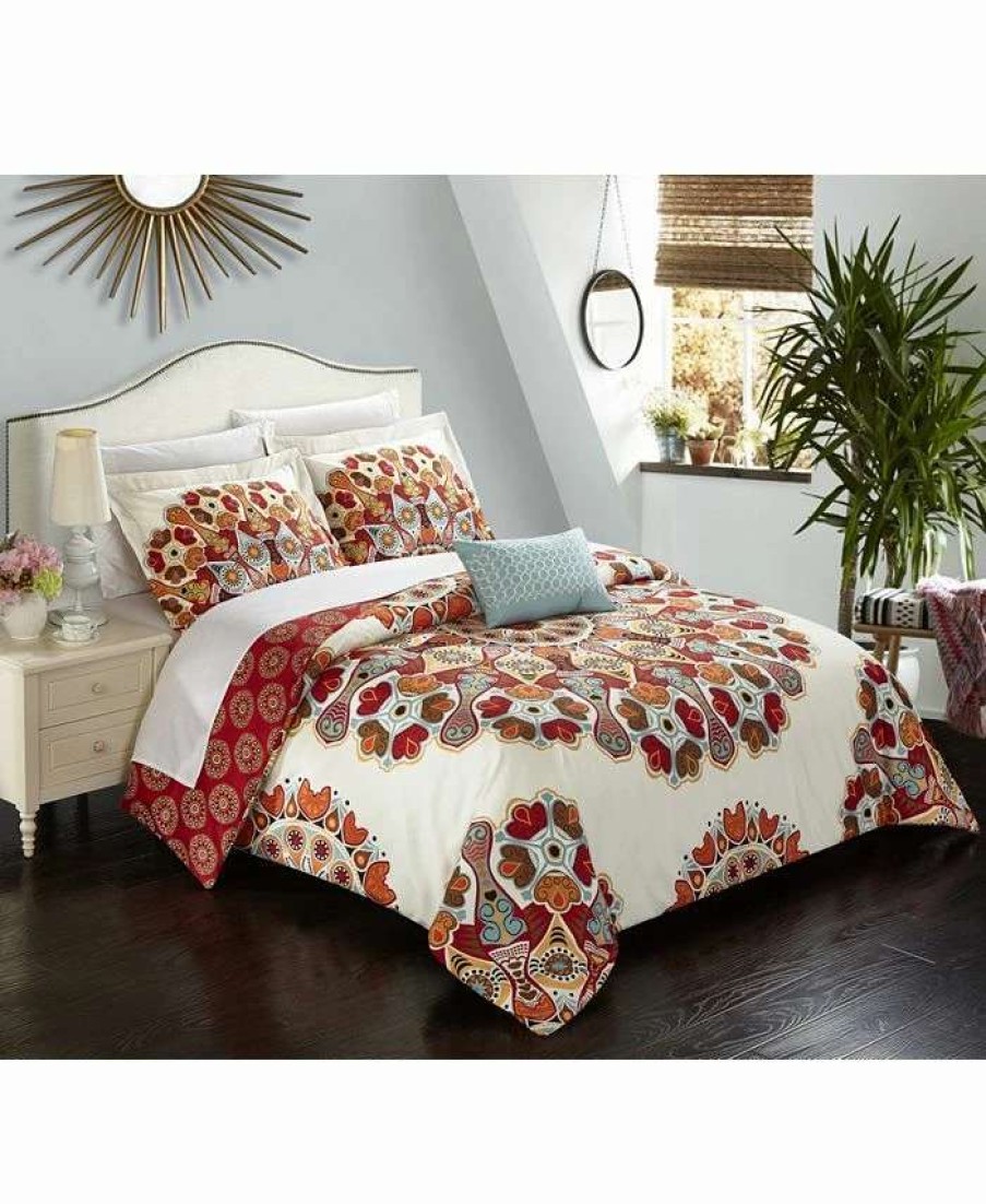 Duvet Covers & Sets * | Chic Home Maxim 8 Pc Queen Duvet Set Red