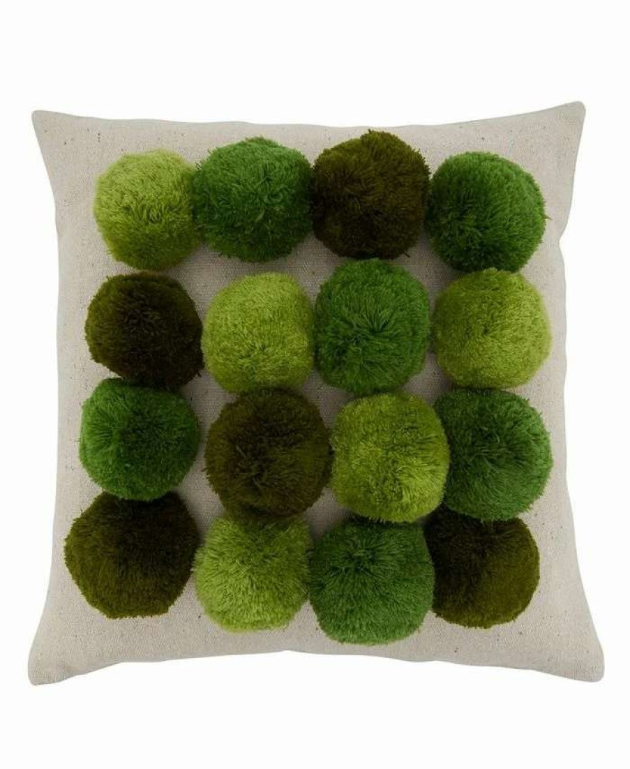 Decorative & Throw Pillows * | Saro Lifestyle Big Pom Pom Decorative Pillow, 18 X 18 Green