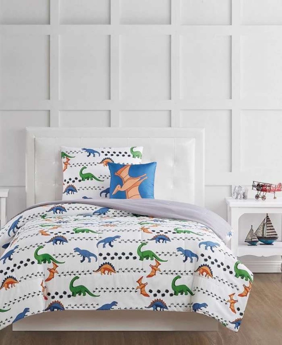 Comforter Sets * | My World Dino Tracks Twin 3 Piece Comforter Set Multi