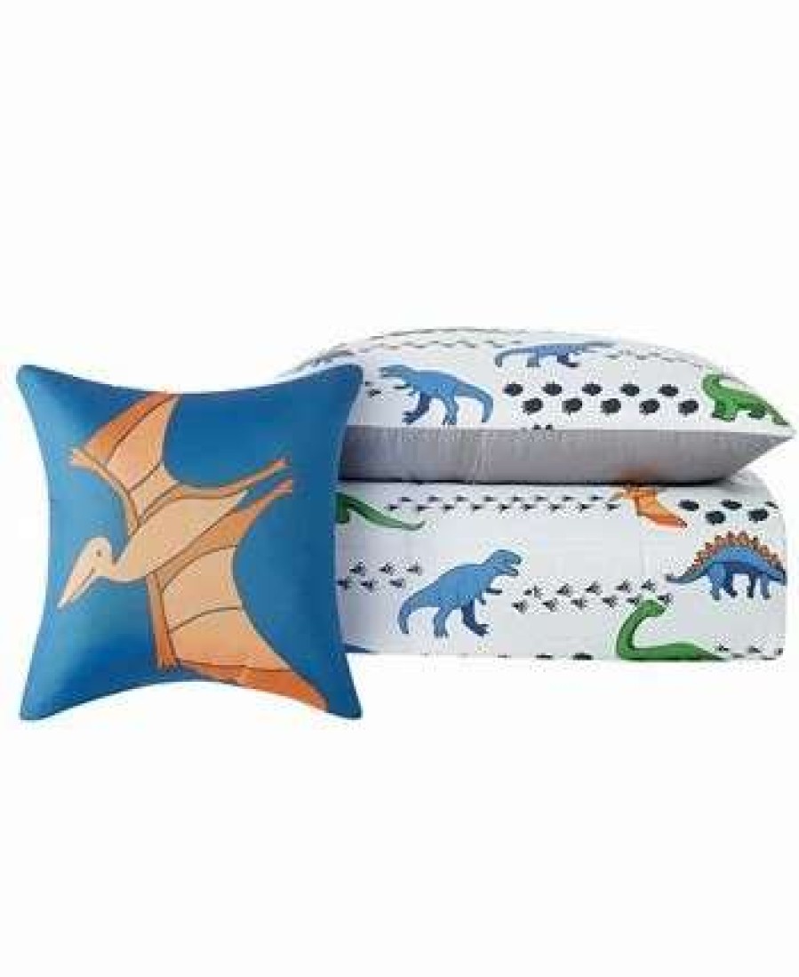 Comforter Sets * | My World Dino Tracks Twin 3 Piece Comforter Set Multi