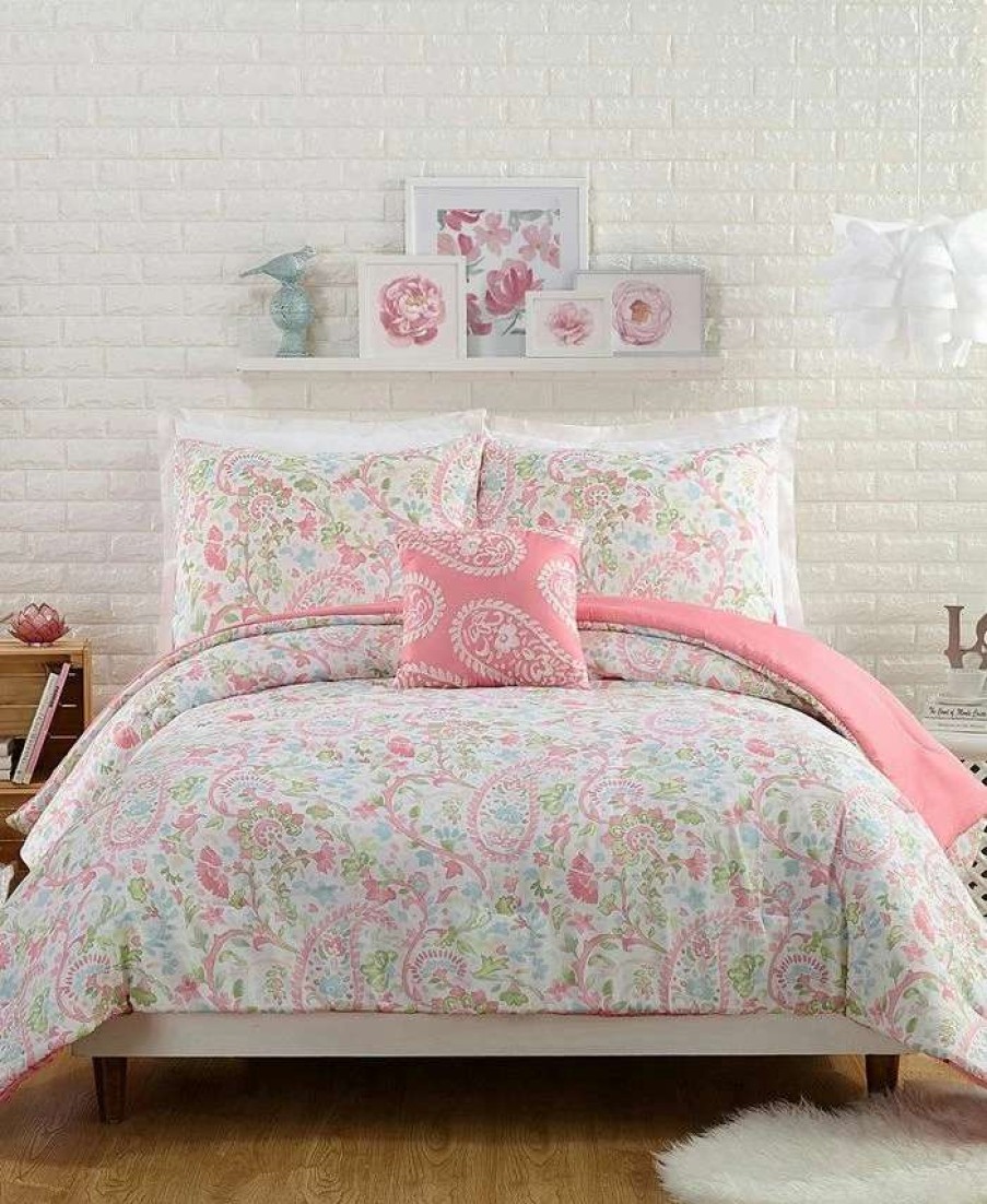 Comforter Sets * | Jessica Simpson Avery 4 Piece Full/Queen Comforter Set Blush