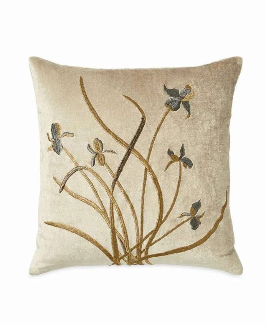 Duvet Covers & Sets * | Michael Aram Iris Embroidered Velvet Decorative Pillow 18 X 18 Linen