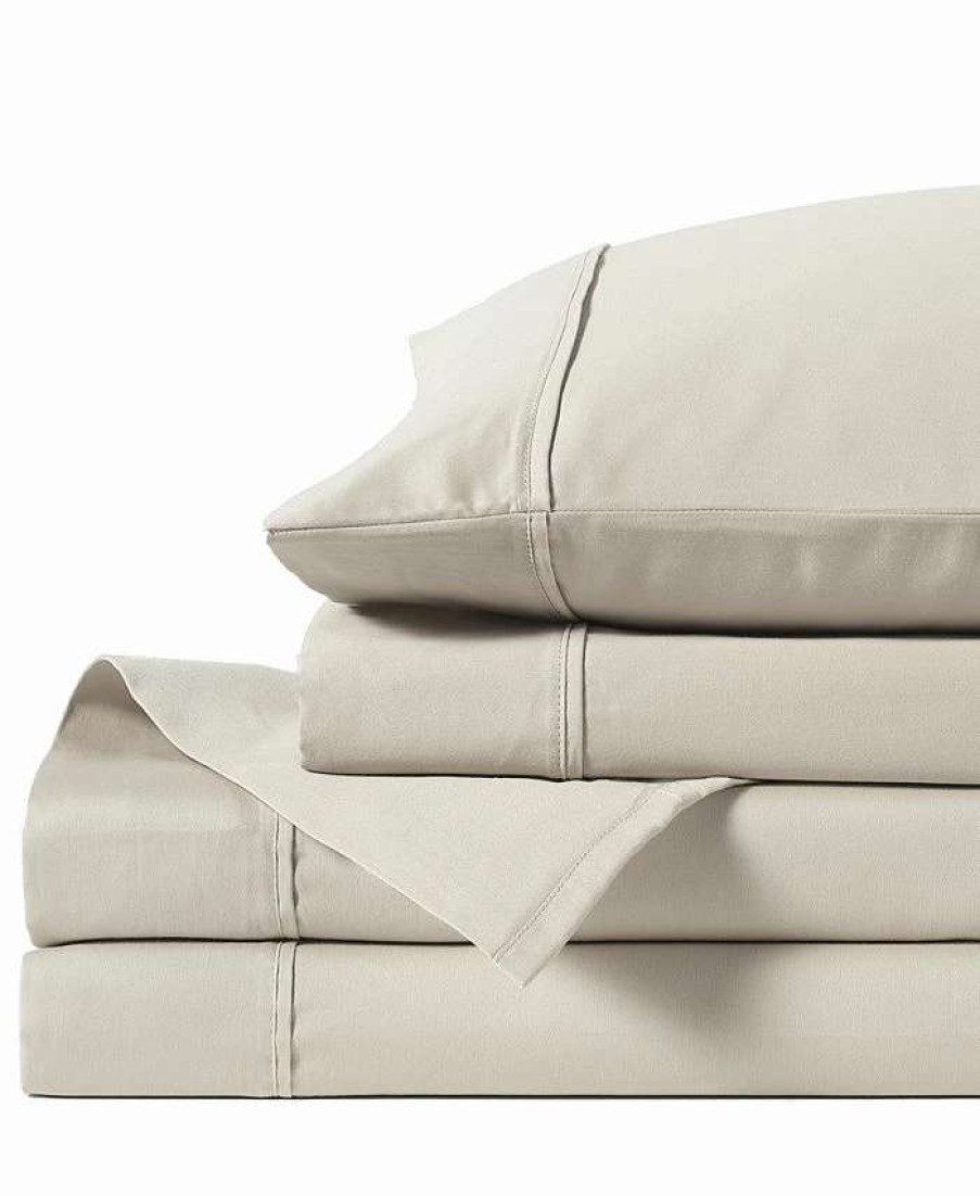 Sheets & Pillowcases * | Anne Klein Reverie Cotton Under 200-Thread Count 4 Piece King Solid Sheet Set Sand