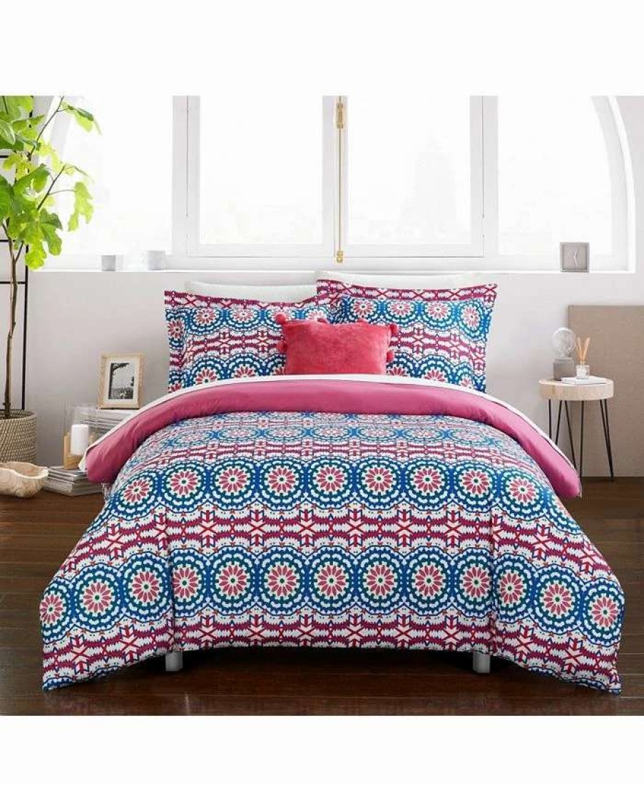 Duvet Covers & Sets * | Chic Home Gavin 4 Pc Full Duvet Cover Set Fuschia