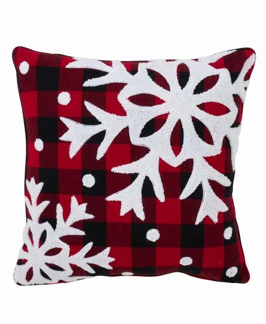 Decorative & Throw Pillows * | Saro Lifestyle Buffalo Plaid Snowflake Throw Pillow, 18 X 18 Cranberry