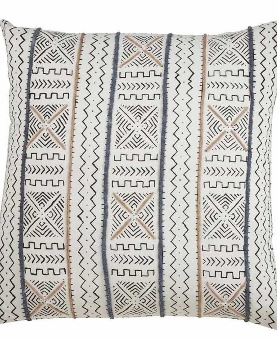 Decorative & Throw Pillows * | Saro Lifestyle Mud Cloth Decorative Pillow, 20 X 20 White