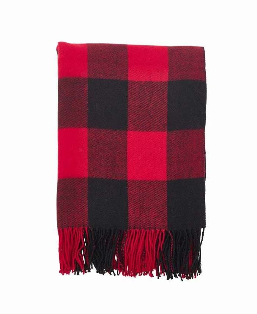 Blankets & Throws * | Saro Lifestyle Buffalo Plaid Check Tassel Throw