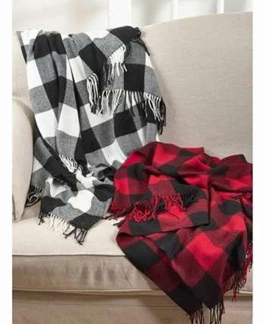 Blankets & Throws * | Saro Lifestyle Buffalo Plaid Check Tassel Throw