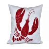 Decorative & Throw Pillows * | E By Design Lobster 16 Inch And Red Decorative Coastal Throw Pillow White