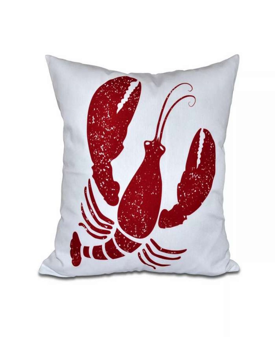 Decorative & Throw Pillows * | E By Design Lobster 16 Inch And Red Decorative Coastal Throw Pillow White