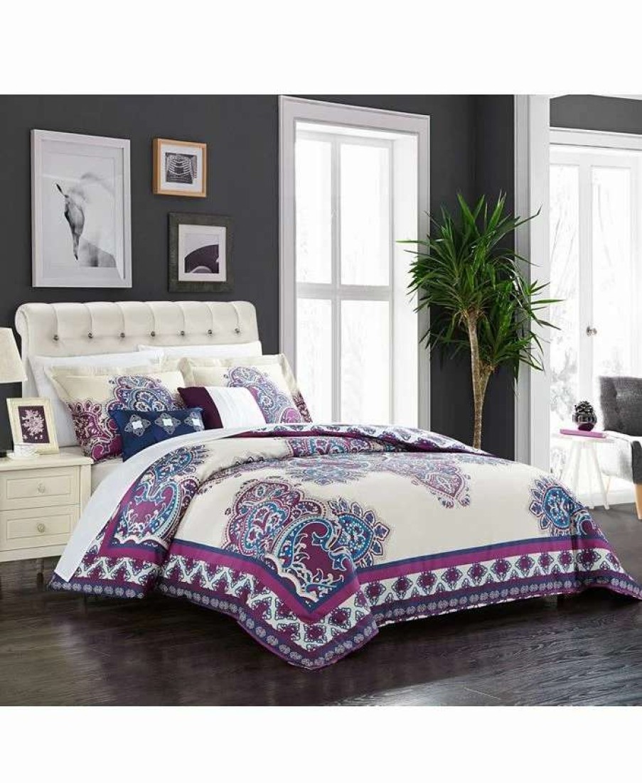 Comforter Sets * | Chic Home Michal 5-Pc Queen Comforter Set Purple